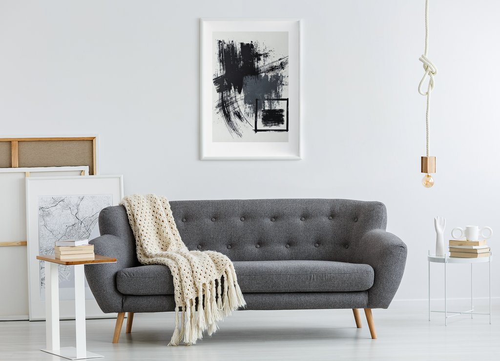Minimal Abstract Wall Art  - Bold Black Brushstroke Canvas