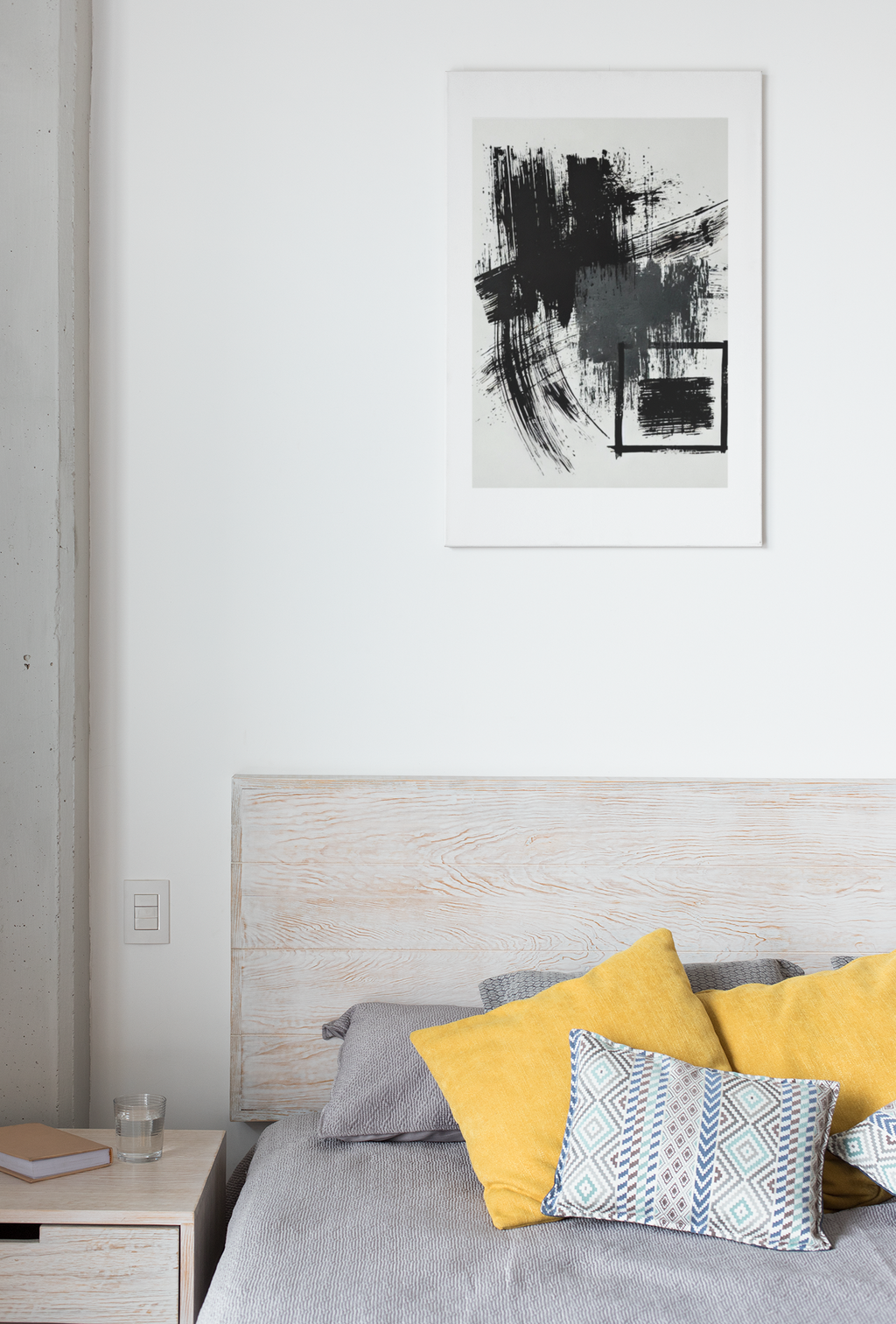 Minimal Abstract Wall Art  - Bold Black Brushstroke Canvas