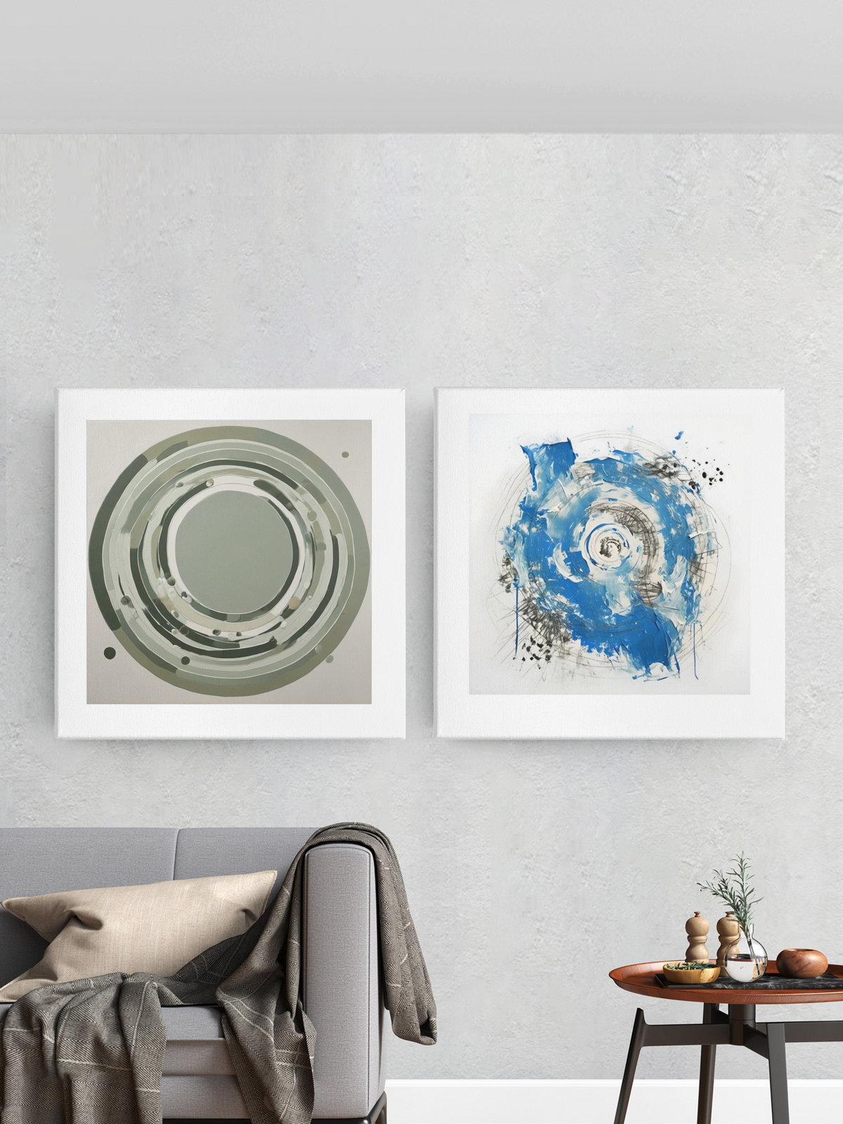 Abstract Blue & White Impasto Art Print