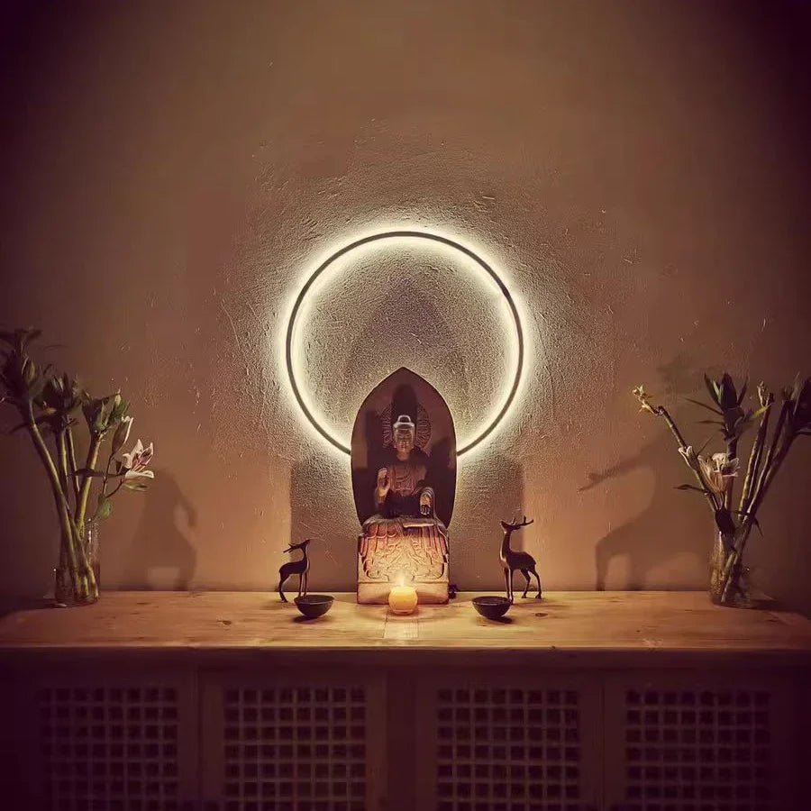 Modern Black Gold Circle LED Wall Lamp - MOOAZAA