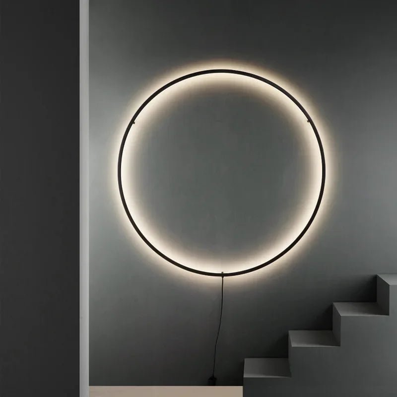 Modern Black Gold Circle LED Wall Lamp - MOOAZAA