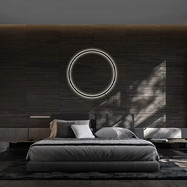 Modern Black Gold Circle LED Wall Lamp - MOOAZAA