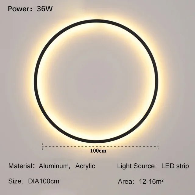 Modern Black Gold Circle LED Wall Lamp - MOOAZAA