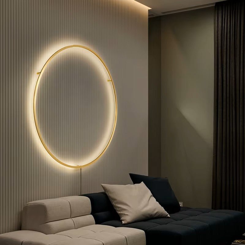 Modern Black Gold Circle LED Wall Lamp - MOOAZAA