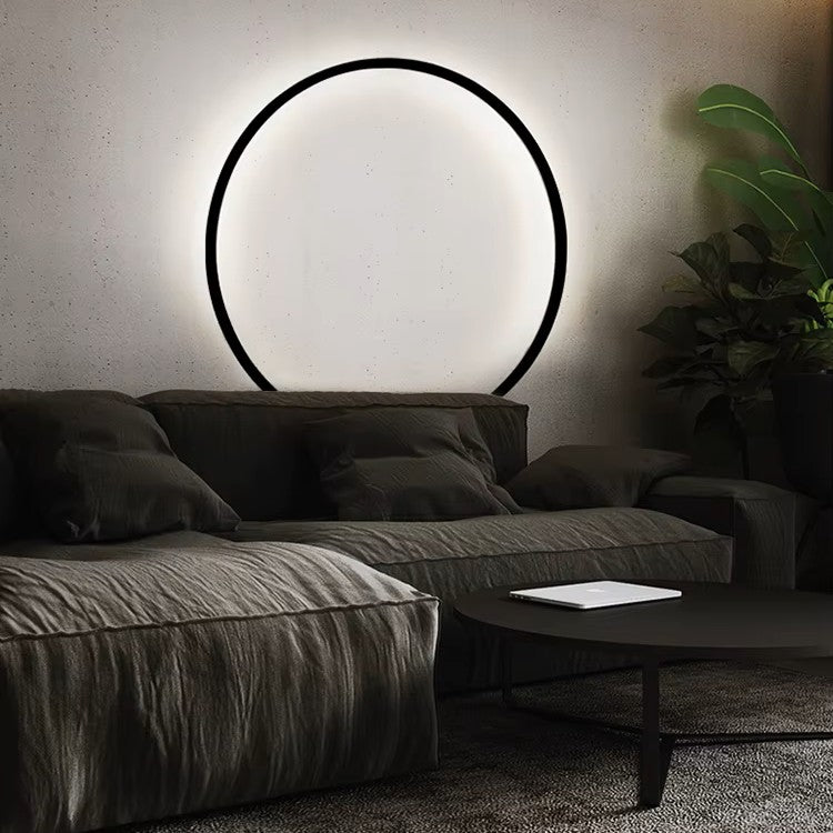 Modern Black Gold Circle LED Wall Lamp - MOOAZAA