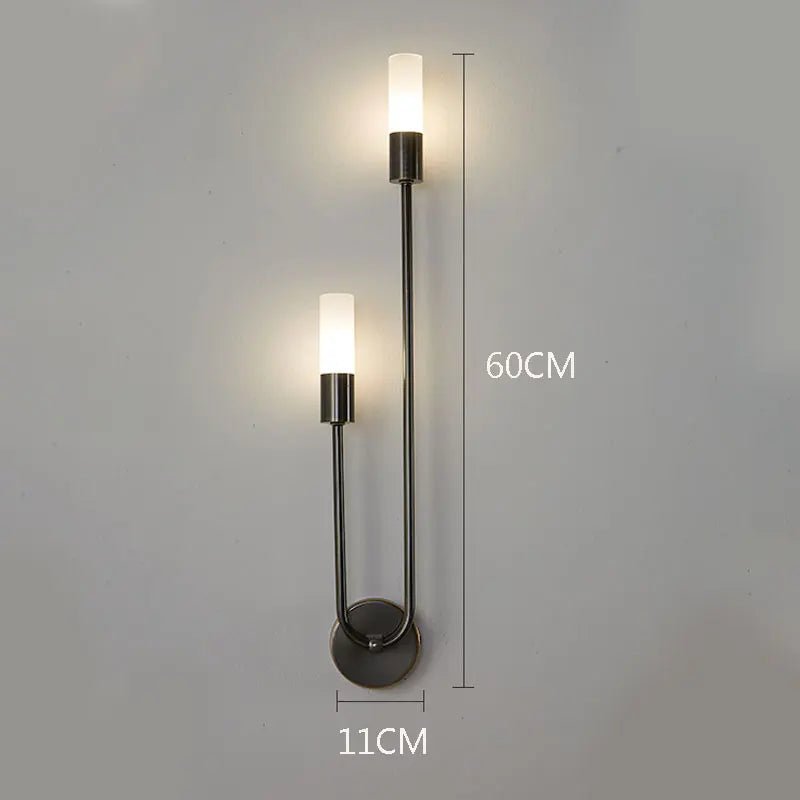 Modern Brass & Black LED Wall Lamp – Double Light Wall Sconce - MOOAZAA