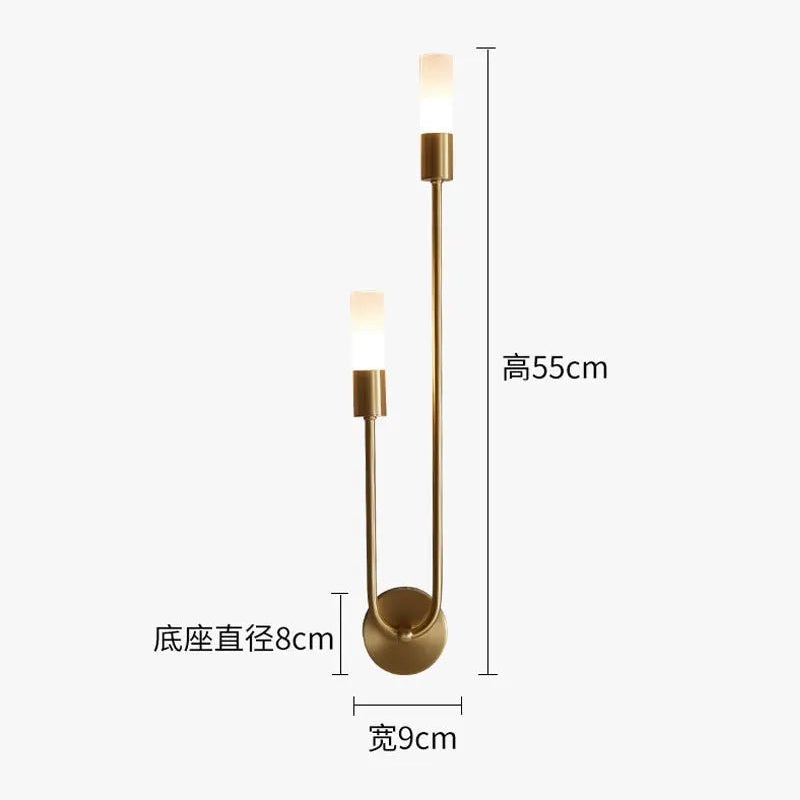Modern Brass & Black LED Wall Lamp – Double Light Wall Sconce - MOOAZAA