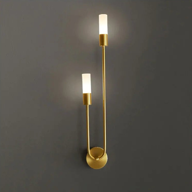 Modern Brass & Black LED Wall Lamp – Double Light Wall Sconce - MOOAZAA