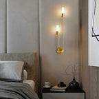 Modern Brass & Black LED Wall Lamp – Double Light Wall Sconce - MOOAZAA