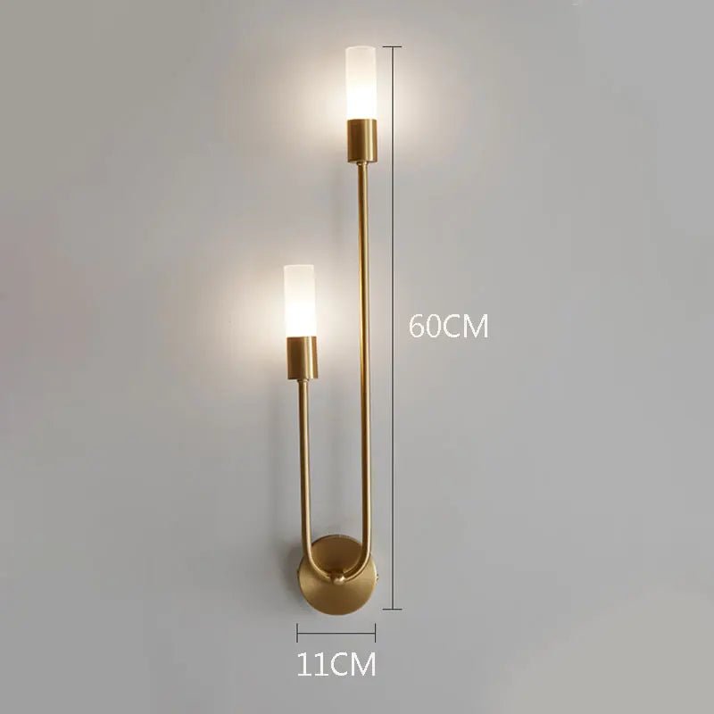 Modern Brass & Black LED Wall Lamp – Double Light Wall Sconce - MOOAZAA