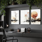 Modern Canvas Wall Art | Set of 3 Asian Inspired Wall art Prints
