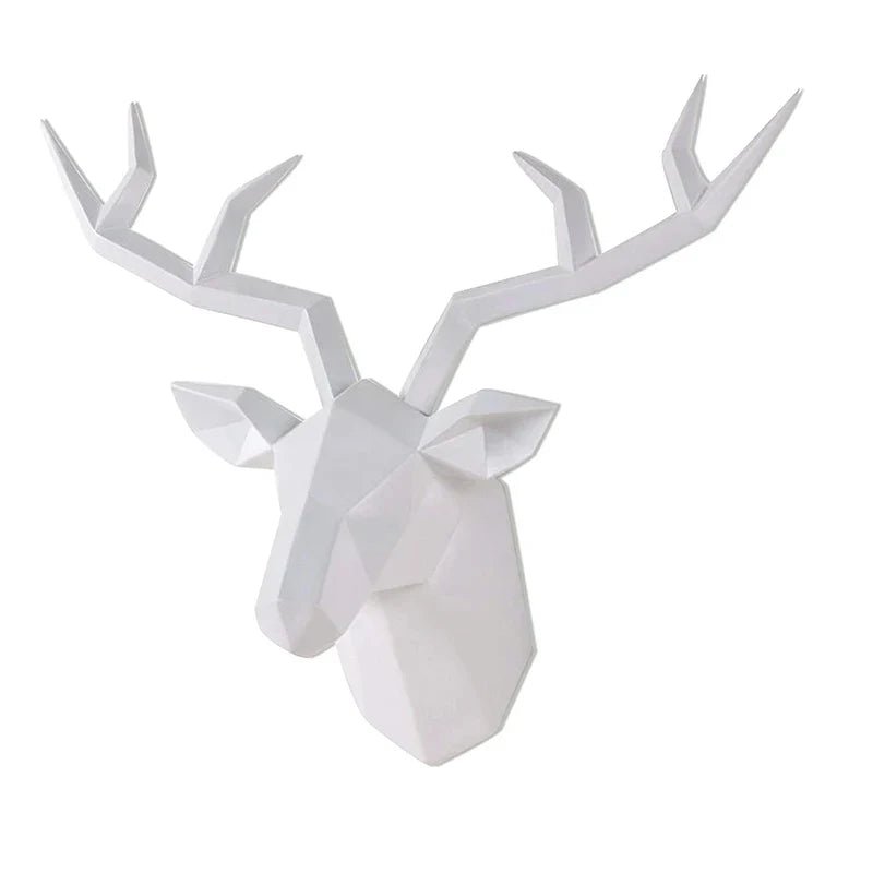Modern Geometric Deer Head Wall Sculpture – Resin Antler Decor - MOOAZAA