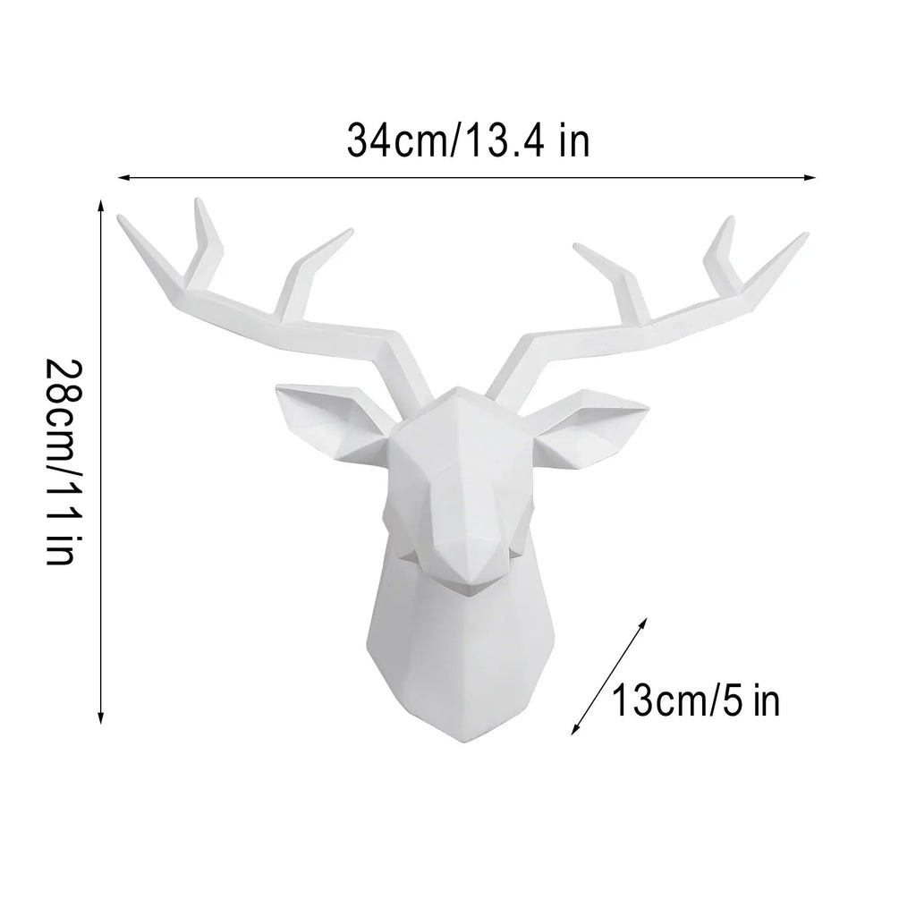 Modern Geometric Deer Head Wall Sculpture – Resin Antler Decor - MOOAZAA