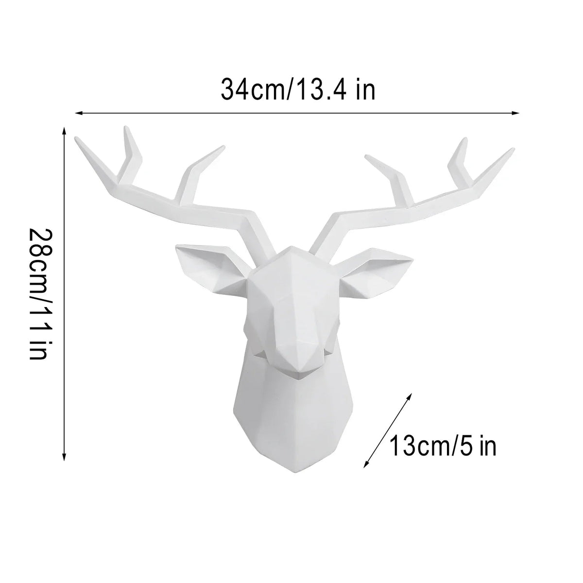 Modern Geometric Deer Head Wall Sculpture – Resin Antler Decor - MOOAZAA