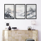 Modern Pictures For Living Room | Set of 3 Asian Inspired Wall art Prints