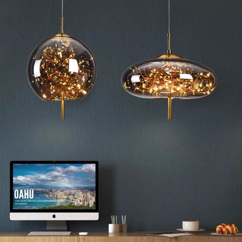 Modern Starry Sky Glass LED Pendant Light – Luxury Hanging Ceiling Lamp - MOOAZAA