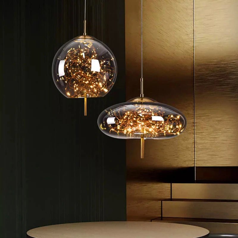 Modern Starry Sky Glass LED Pendant Light – Luxury Hanging Ceiling Lamp - MOOAZAA