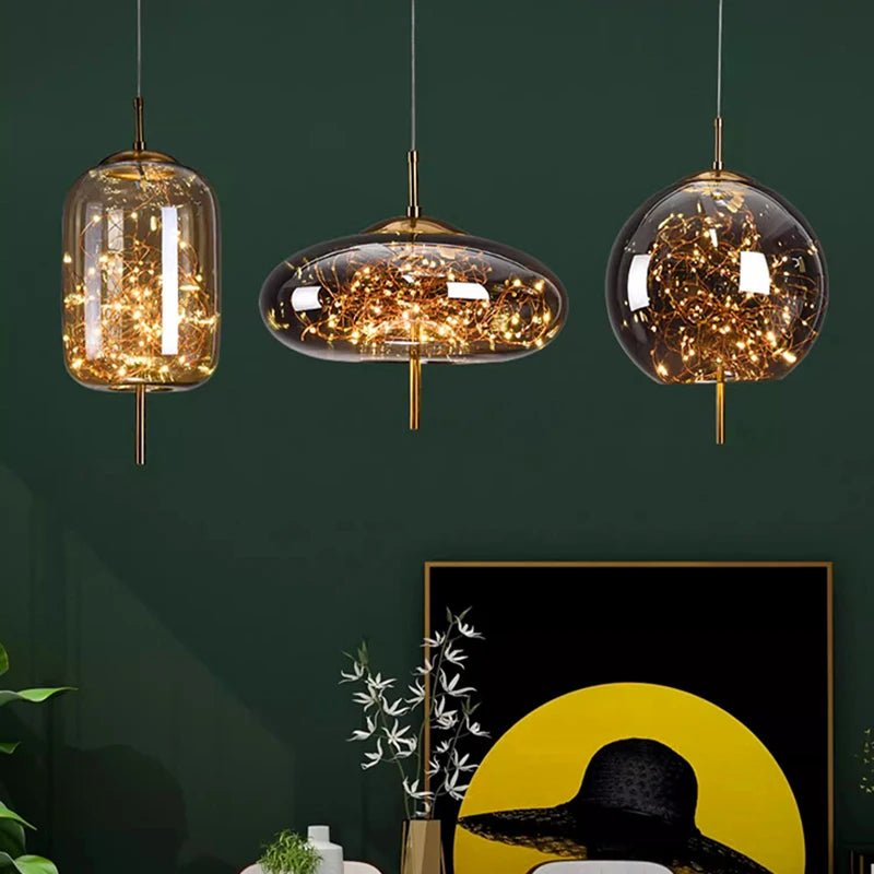 Modern Starry Sky Glass LED Pendant Light – Luxury Hanging Ceiling Lamp - MOOAZAA