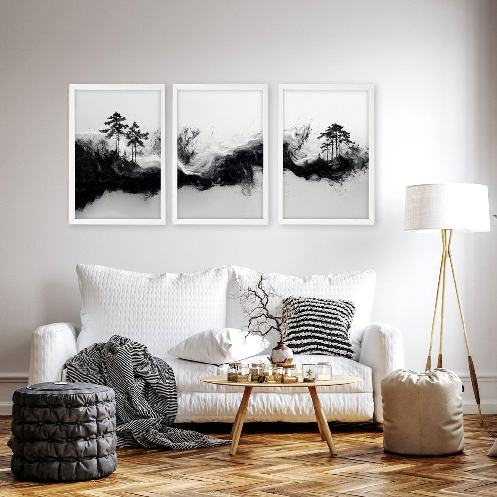 Modern Wall Art For Living Room | Set of 3 Asian Inspired Wall art Prints