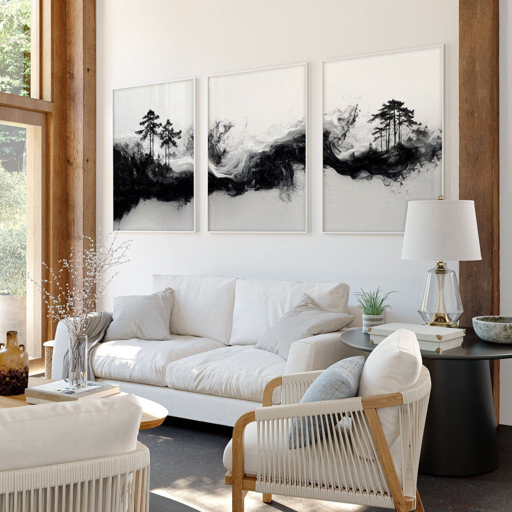Modern Wall Art For Living Room | Set of 3 Asian Inspired Wall art Prints