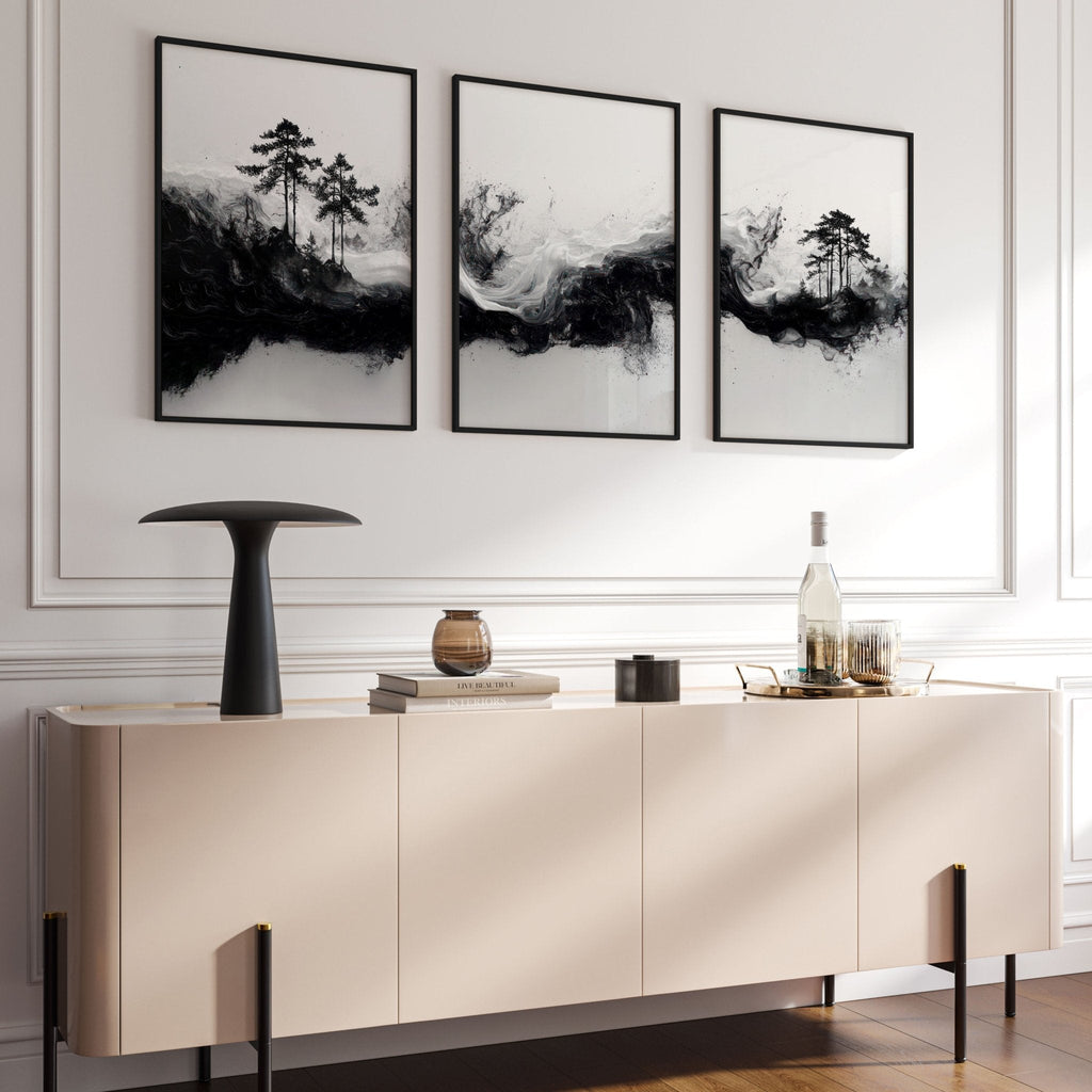 Modern Wall Art For Living Room | Set of 3 Asian Inspired Wall art Prints