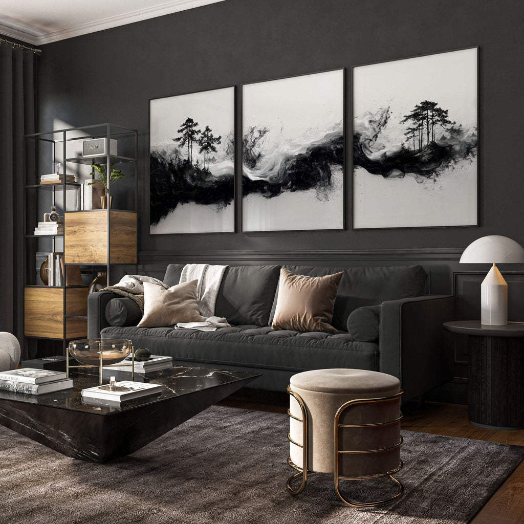 Modern Wall Art For Living Room | Set of 3 Asian Inspired Wall art Prints
