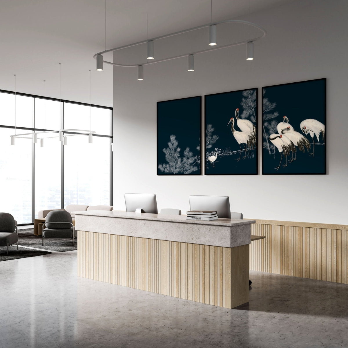 Modern Wall Art Large | Set of 3 Asian Inspired Wall art Prints