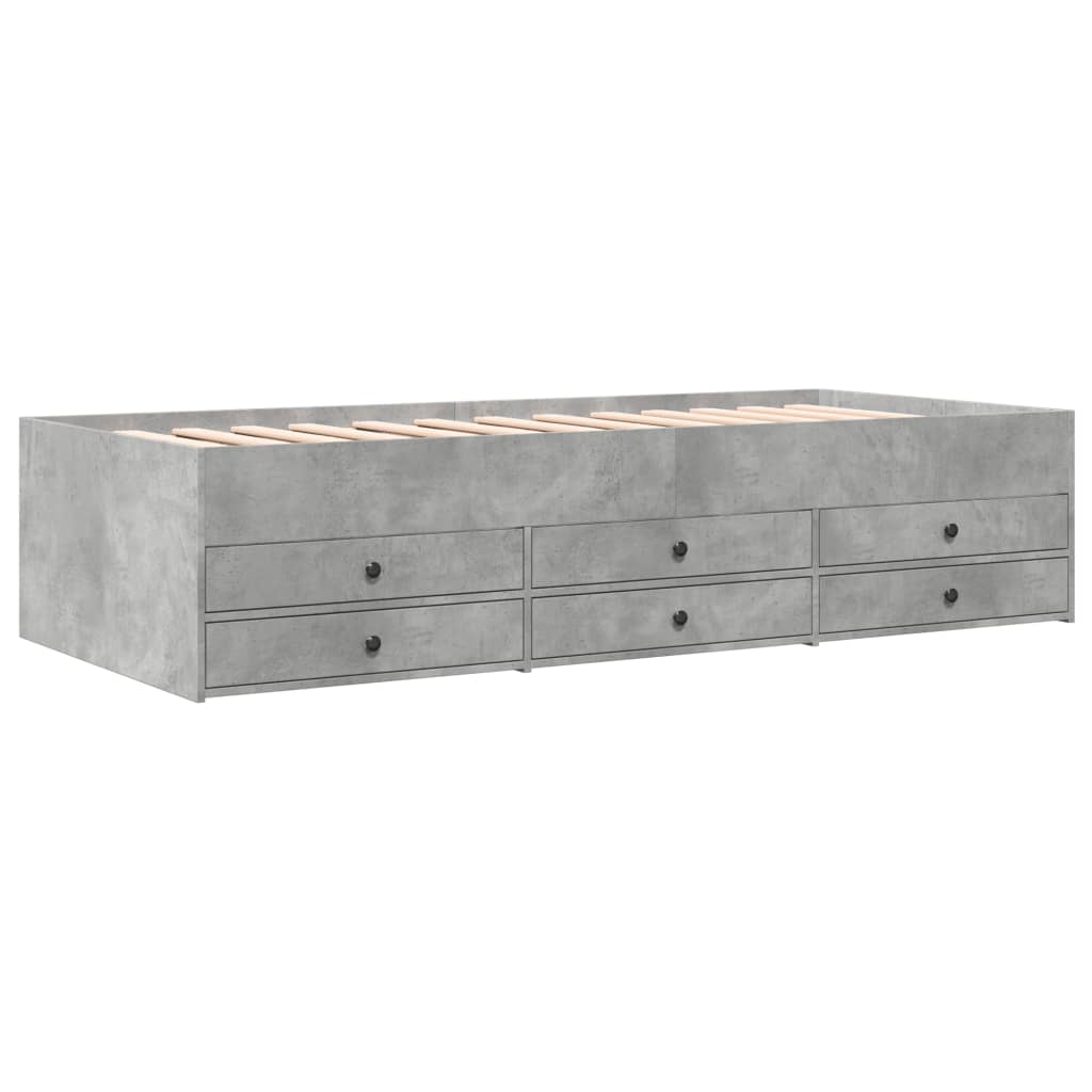 Modern Wooden 2 - in - 1 Single Size 90cm Daybed With 6 Storage Drawers Wood Sofa Beds - MOOAZAA