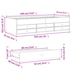 Modern Wooden 2 - in - 1 Single Size 90cm Daybed With 6 Storage Drawers Wood Sofa Beds - MOOAZAA