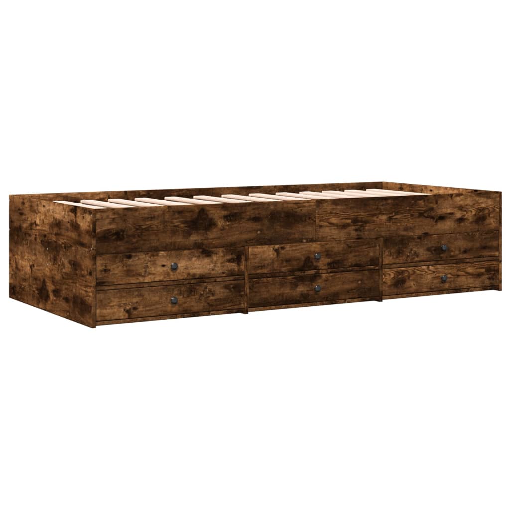 Modern Wooden 2 - in - 1 Single Size 90cm Daybed With 6 Storage Drawers Wood Sofa Beds - MOOAZAA