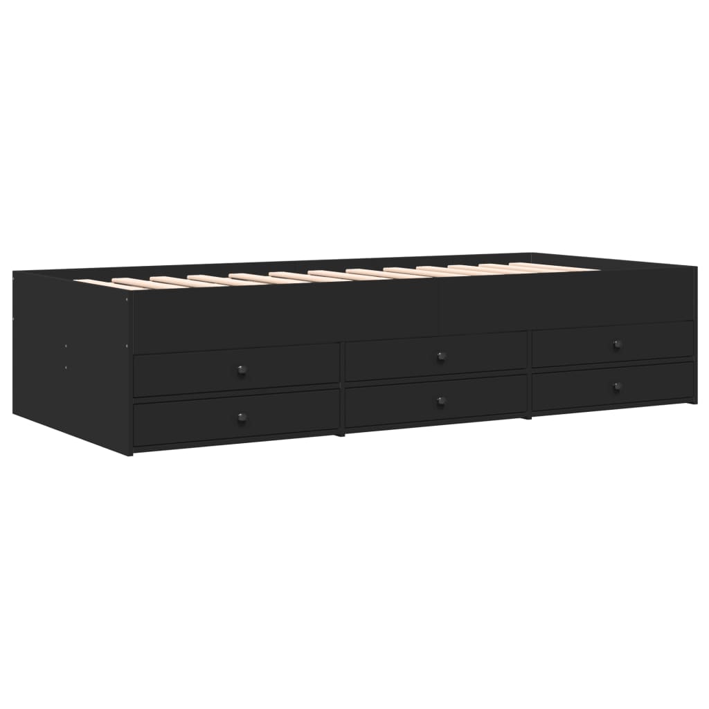 Modern Wooden 2 - in - 1 Single Size 90cm Daybed With 6 Storage Drawers Wood Sofa Beds - MOOAZAA
