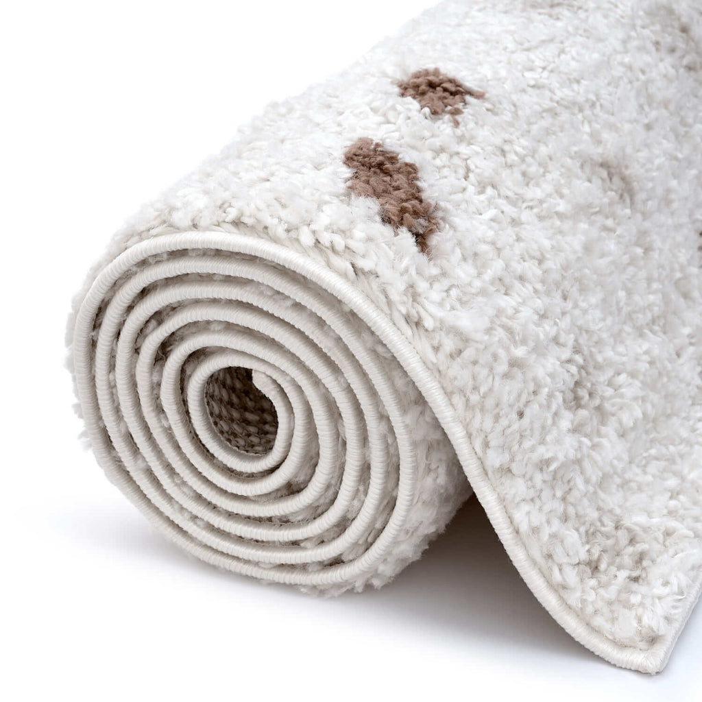 Moodi Shaggy Cream/Terra Biscotti Rug - MOOAZAA