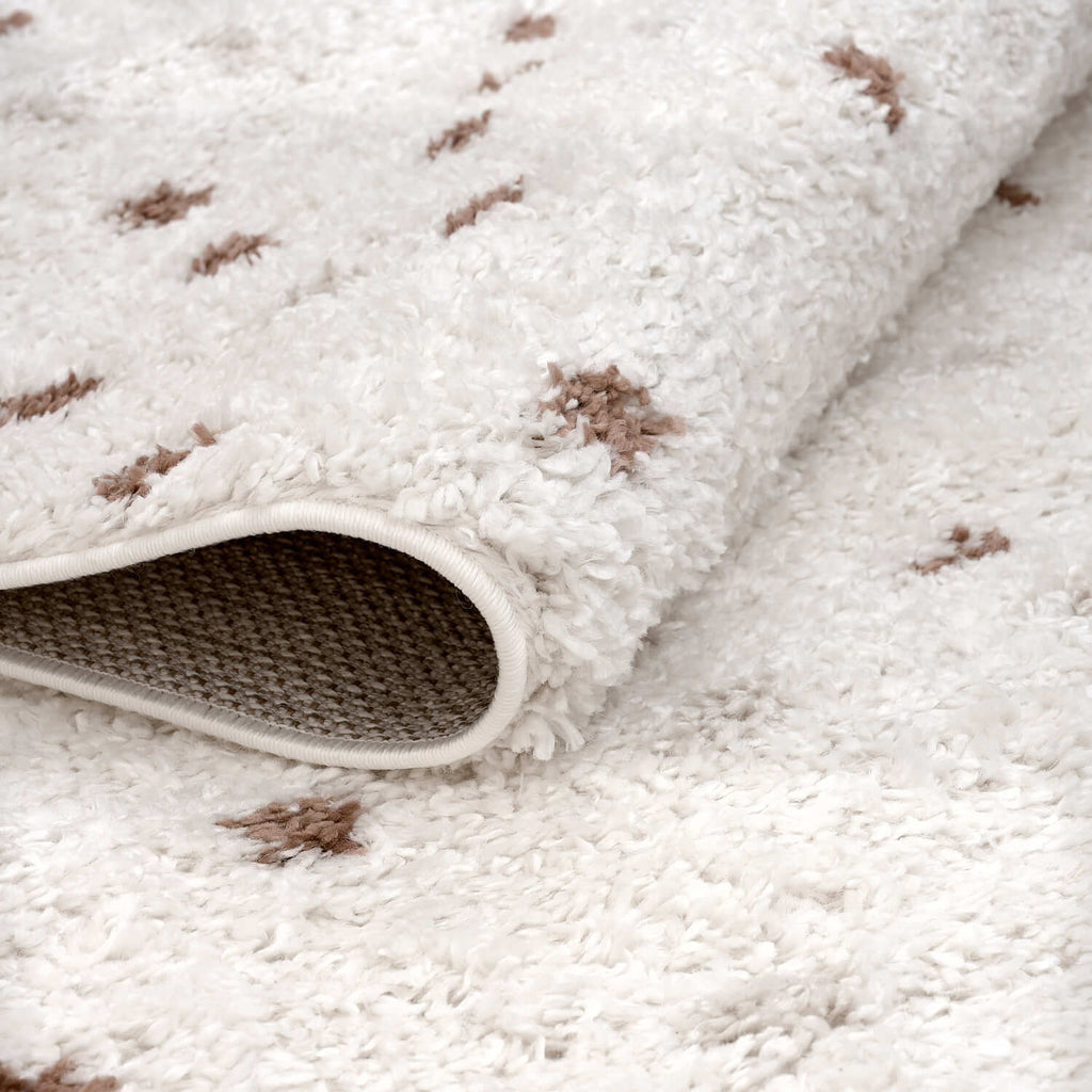 Moodi Shaggy Cream/Terra Biscotti Rug - MOOAZAA