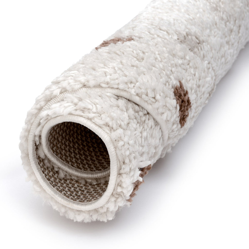 Moodi Shaggy Cream/Terra Biscotti Rug - MOOAZAA