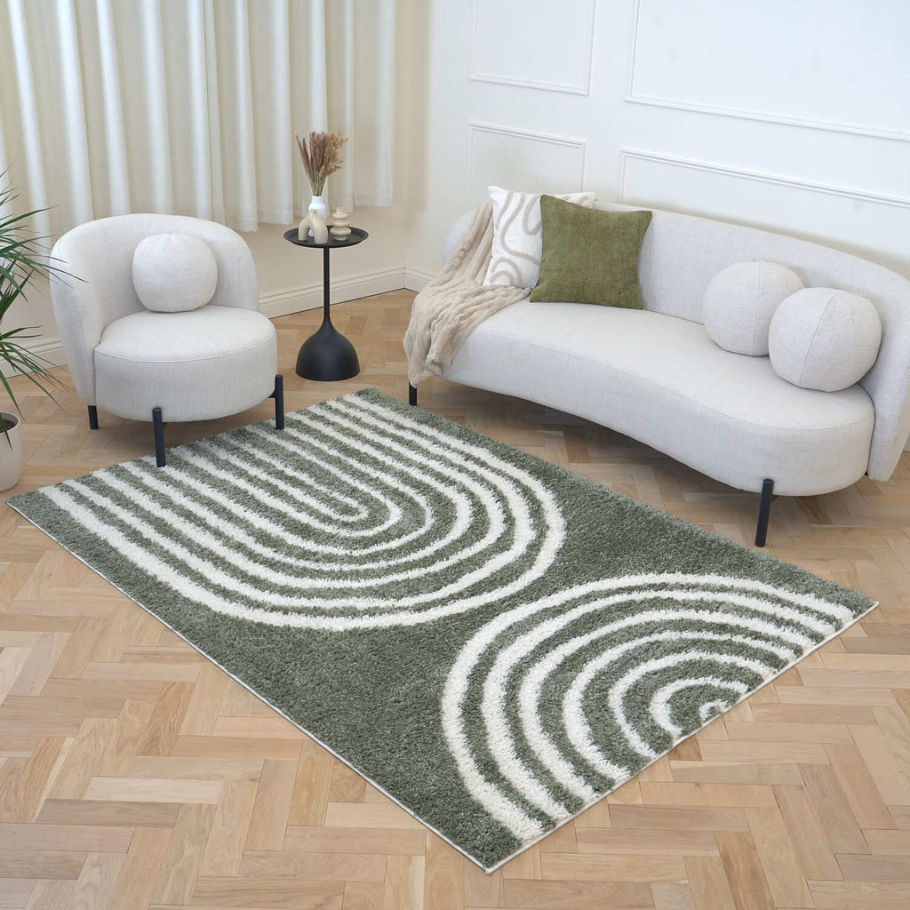 Moodi Shaggy Green Reverie Rug - MOOAZAA