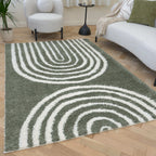 Moodi Shaggy Green Reverie Rug - MOOAZAA