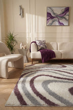 Moodi Shaggy Grey/Purple Smokeberry Rug - MOOAZAA