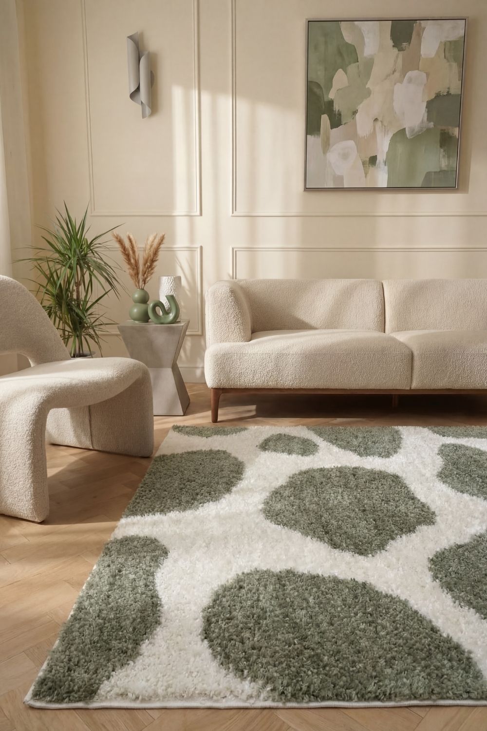 Moodi Shaggy Green Erosan Rug