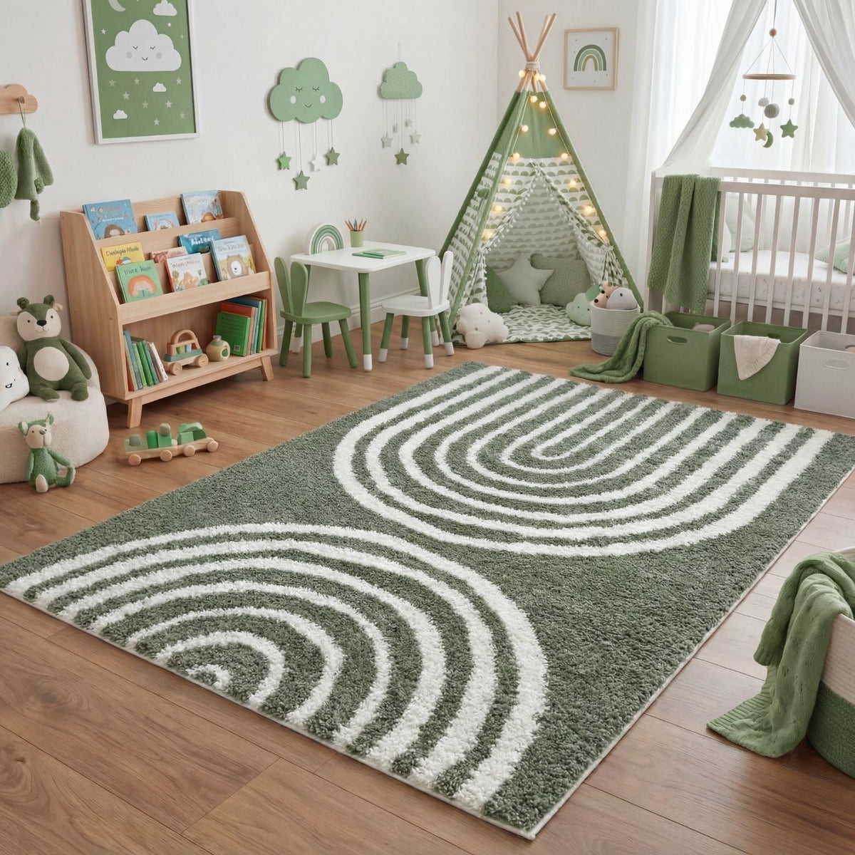 Moodi Shaggy Green Reverie Rug