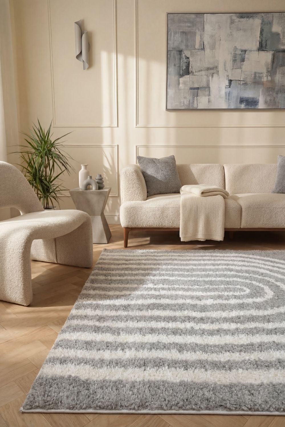 Moodi Shaggy Grey Echo Rug