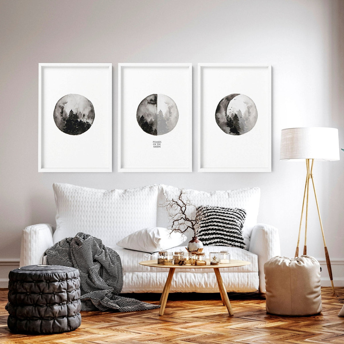 Moon wall art | set of 3 framed wall art prints