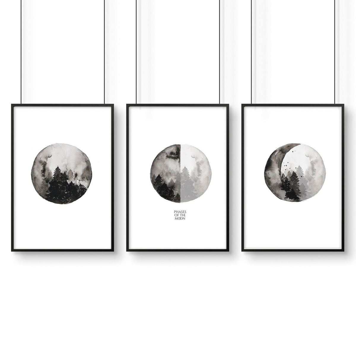 Moon wall art | set of 3 framed wall art prints