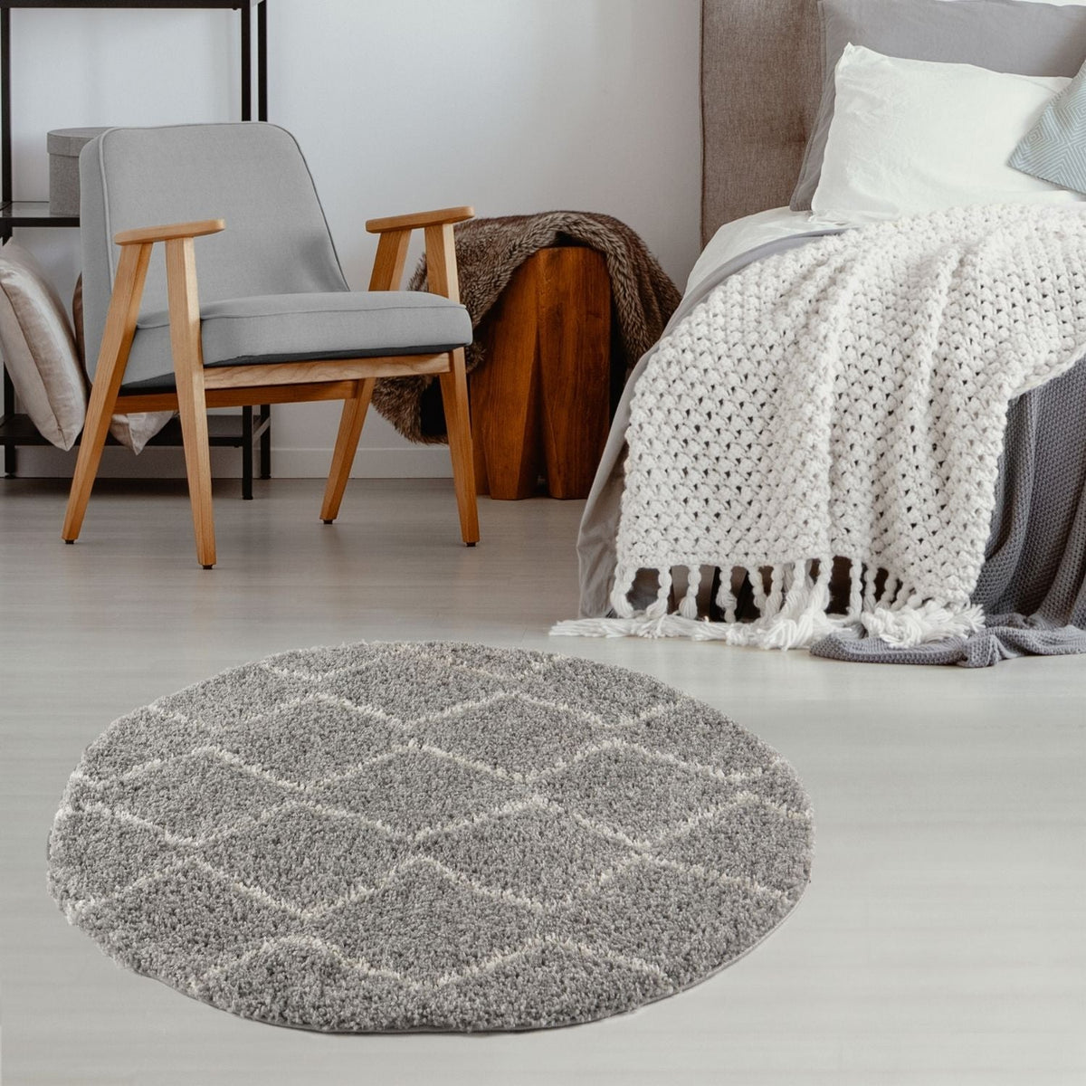 Moroccan Grey Shaggy Rug | 810 - MOOAZAA