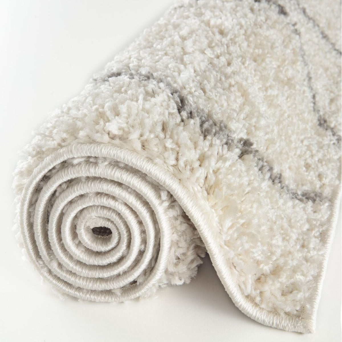 Moroccan Ivory Grey Shaggy Rug | 800 - MOOAZAA