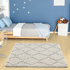 Moroccan Ivory Grey Shaggy Rug | 800 - MOOAZAA