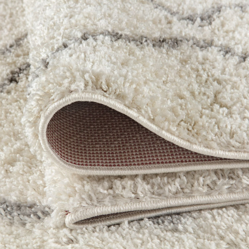 Moroccan Ivory Grey Shaggy Rug | 800 - MOOAZAA