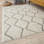 Moroccan Ivory Grey Shaggy Rug | 800 - MOOAZAA