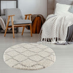 Moroccan Ivory Grey Shaggy Rug | 800 - MOOAZAA