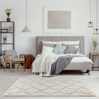 Moroccan Ivory Grey Shaggy Rug | 800 - MOOAZAA
