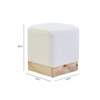 Mota Burl Wood And Cream Boucle Square Stool - MOOAZAA